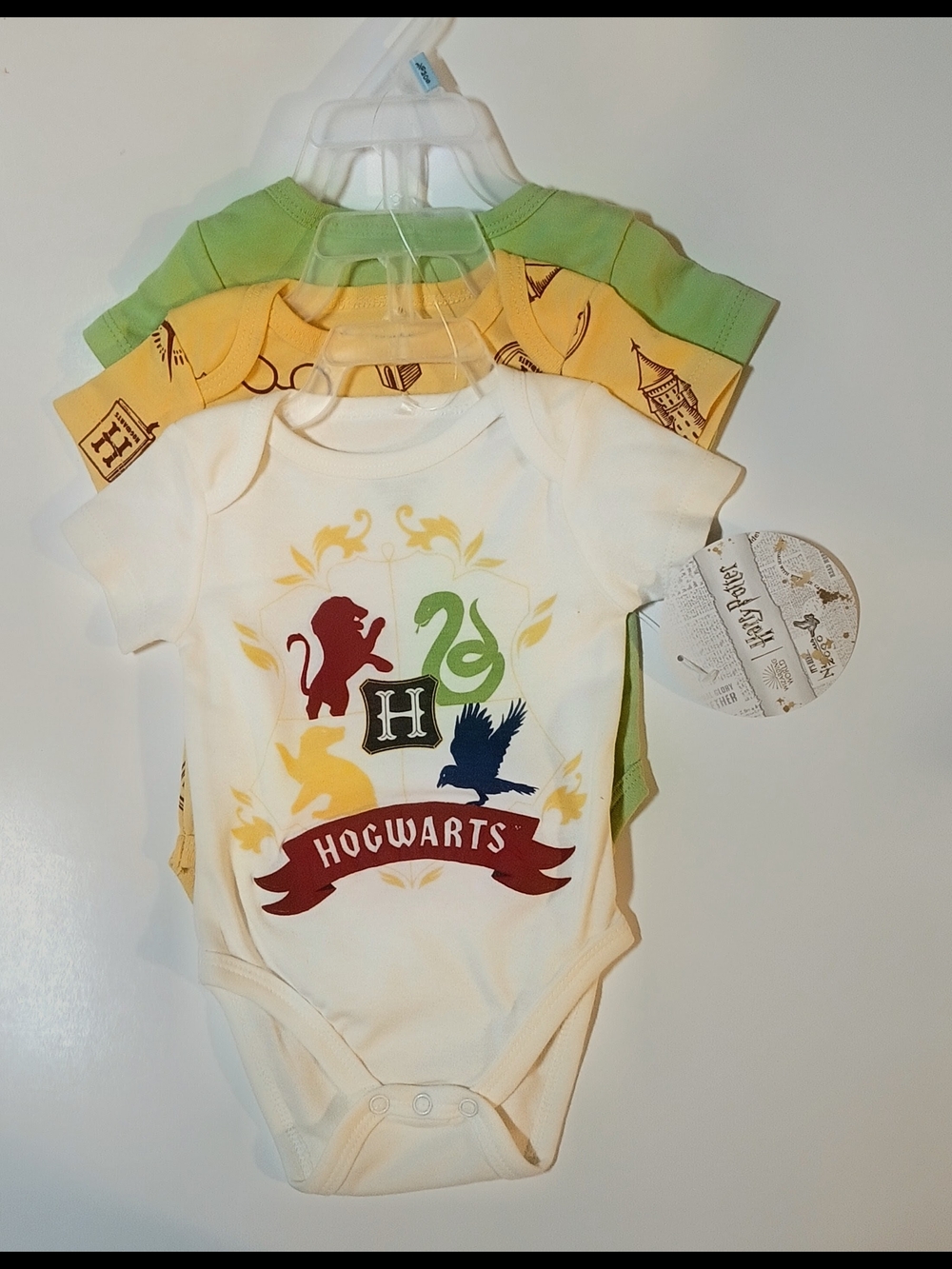 Set of 3 Harry Potter Baby Bodysuits - Officially Licensed - 6-9M